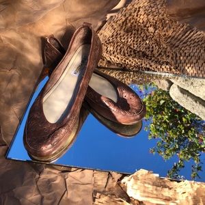 Woven Brown Leather Ballet Flats